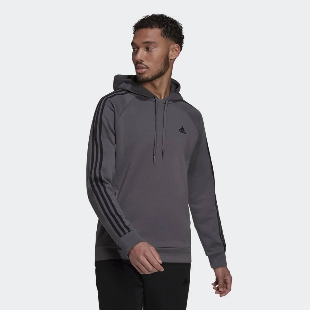 Adidas Men’s Gray Sweatshirt Hoodie Size Large Athletic Wear Pullover Hoodie